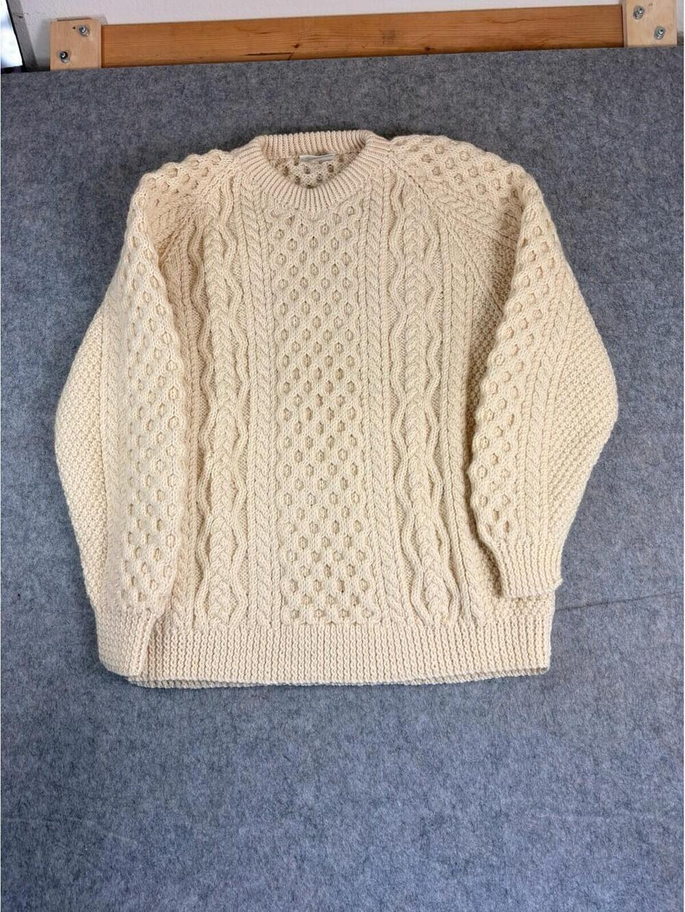 Blarney Woollen Mills Sweater Mens XL Aran Fisherman Cable Knit Wool Ireland
